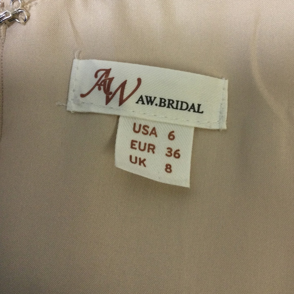 AW BRIDAL 6 S Champagne cream satin bridesmaid formal party maxi dress NEW B105 - Picture 6 of 9